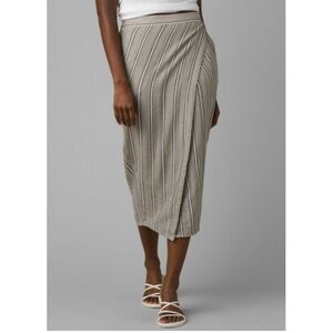 Prana Striped Wrap Midi Skirt